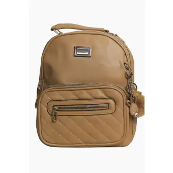 Mochila Bege Com Chaveiro 